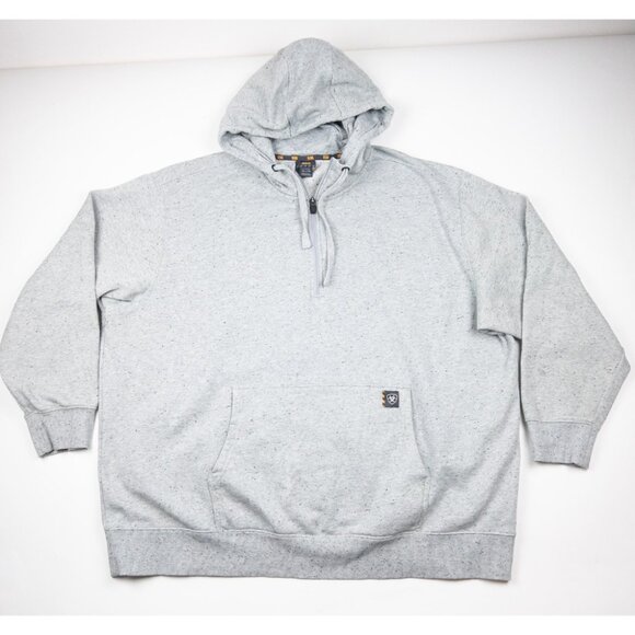 Ariat Rebar Workman Hoodie Sweatshirt Men's 3XL Gray Long Sleeve 1/4 Zip - Picture 2 of 16